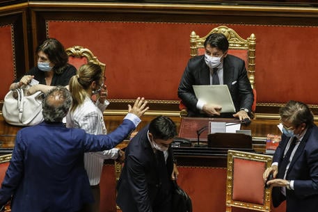 Italian premier Giuseppe Conte at the Senate during a debate on further measures to combat the spread of Covid-19, Rome, Italy, 28 July 2020. ANSA/FABIO FRUSTACI