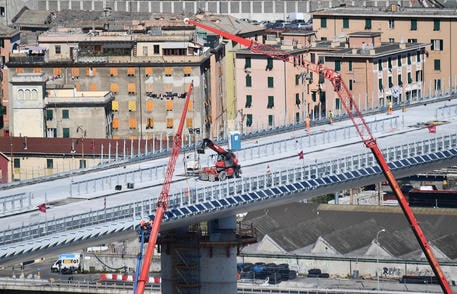 A general view of the new Genoa motorway bridge construction site, in Genoa, northern Italy, 26 June 2020. The new bridge is under construction after the Morandi highway bridge partially collapsed on 14 August 2018, killing a total of 43 people.  ANSA/LUCA ZENNARO