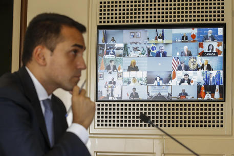 Foreign Minister, Luigi Di Maio, during the extraordinary meeting, by videoconference, of the G20 on trade, Farnesina, Rome, 22 September 2020. ANSA/FABIO FRUSTACI