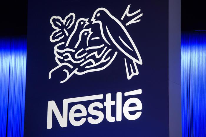 epa06716215 (FILE) - A Nestle's logo is pictured during the general meeting of the world's biggest food and beverage company, Nestle Group, in Lausanne, Switzerland, 12 April 2018 (reissued 07 May 2018). Swiss-based food giant Nestle will pay 7.15 billion US dollars (about 5.99 billion Euros) to Starbucks for a global market license of the US coffee shop chain's products, Nestle announced on 07 May 2018.  EPA/JEAN-CHRISTOPHE BOTT