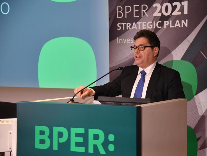 L'amministratore delegato di Bper, Alessandro Vandelli, in occasione della presentazione del 'Bper 2021 Strategic Plan', Milano, 28 febbraio 2019. ANSA/DANIEL DAL ZENNARO