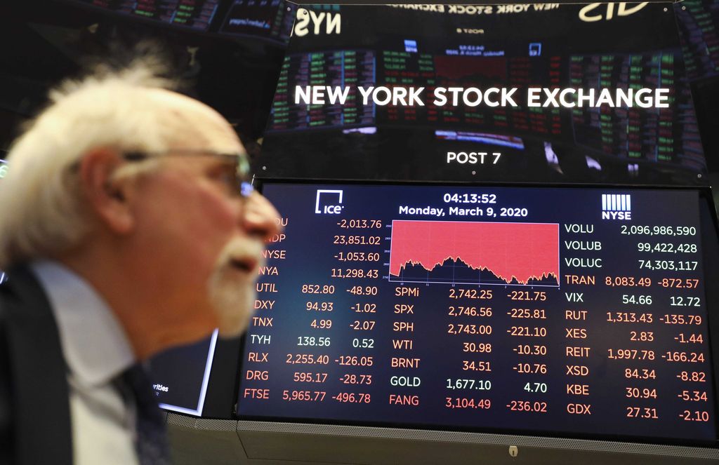 foto IPP/imagosotck
new york 10-03-2020
borsa di new york - New York Stock Exchange NYSE
emergenza coronavirus fa sprofondare i mercati con indice nasdaq e  Dow Jones in rosso
WARNING AVAILABLE ONLY FOR ITALIAN MARKET