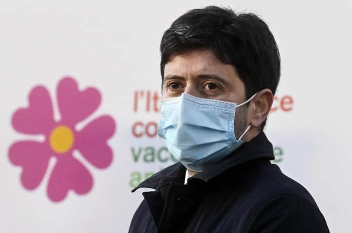 Minister of Health, Roberto Speranza, during the anti-covid vaccine day at the Spallanzani Hospital where the first drugs were symbolically given to five health workers, Rome, Italy, 27 December 2020. ANSA/RICCARDO ANTIMIANI