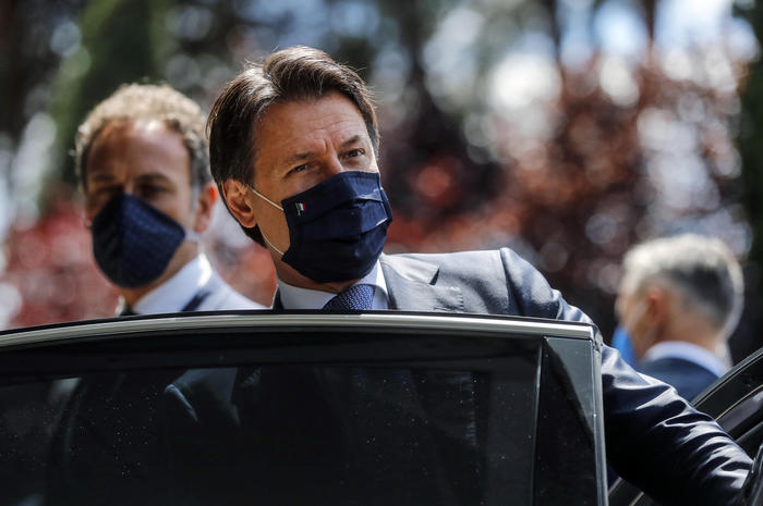 The premier Giuseppe Conte leaves the headquarters of Civil Protection after participating at the thanksgiving ceremony for the medical staff of the Civil Protection task-force, Rome, Italy, 22 June 2020. ANSA/RICCARDO ANTIMIANI