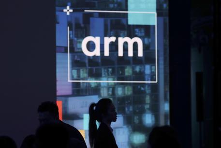 epa07604832 Arm logo is seen during the Arm press conference in Taipei, Taiwan, 27 May 2019. British multinational semiconductor and software design company, Arm holdings, introduced its new products line of processors and chipsets ahead to the official opening of Computex 2019, that runs from 28 May to 01 June 2019.  EPA/RITCHIE B. TONGO