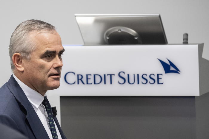 epa08214396 Thomas Gottstein (L), the new CEO of the Swiss bank Credit Suisse, prior the press conference of the full-year results of 2019 in Zurich, Switzerland, Thursday, 13 Feburary 2020.  EPA/ENNIO LEANZA