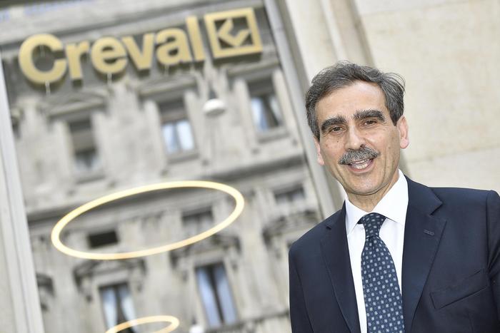 L'amministratore delegato di Creval Luigi Lovaglio durante l'inaugurazione della filiale storica di Creval in Piazza San Fedele, Milano, 5 Giugno 2019. ANSA/FLAVIO LO SCALZO