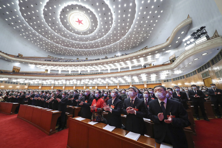 (210304) -- BEIJING, March 4, 2021 (Xinhua) -- The fourth session of the 13th National Committee of the Chinese People's Political Consultative Conference (CPPCC) opens at the Great Hall of the People in Beijing, capital of China, March 4, 2021. (Xinhua/Wang Ye)