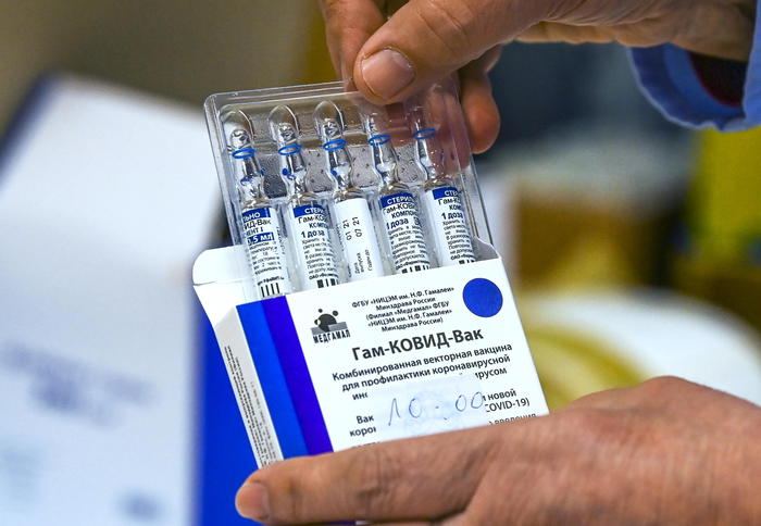 A nurse takes out from the box vials of the Russian Sputnik V vaccine against coronavirus - disease  (COVID-19) during vaccination at Jane Sandanski Polyclinic in Skopje, Republic of North Macedonia, 10 March 2021. ANSA/GEORGI LICOVSKI