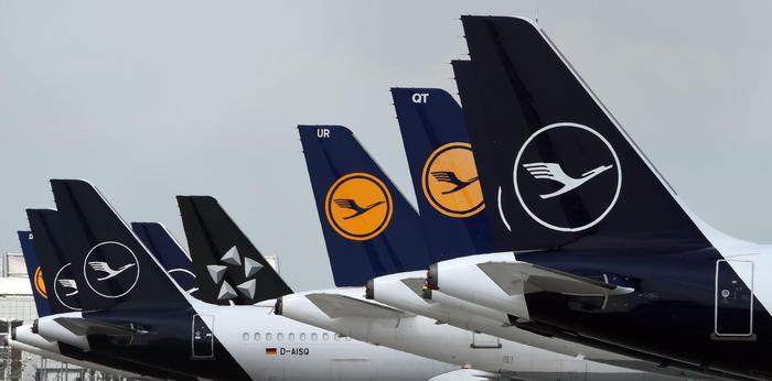 (FILES) In this file photo taken on April 28, 2020 Planes of the German airline Lufthansa are parked at the 
