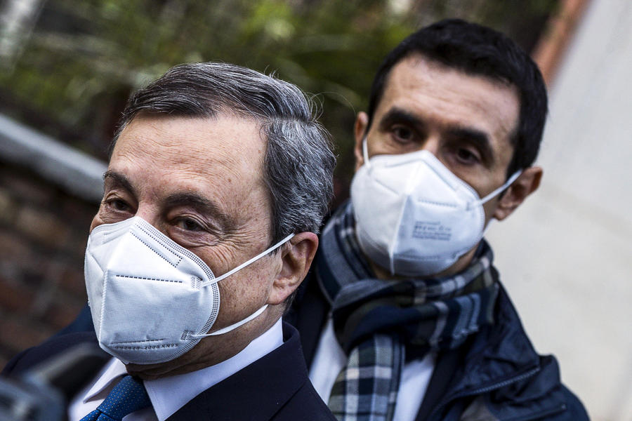Italian designated-prime minister Mario Draghi leaves his home in Rome, Italy, 04 February 2021. ANSA/ANGELO CARCONI