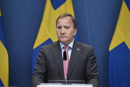 epa09307170 Sweden's Prime minister Stefan Lofven holds a press conference at Rosenbad in Stockholm, Sweden, 28 June 2021. Lofven announced his resignation after on 21 June he lost in the vote of no confidence against his government at the Swedish parliament, called for by the Left Party as a result of difference of opinion over housing market policy.  EPA/STINA STJERNKVIST  SWEDEN OUT