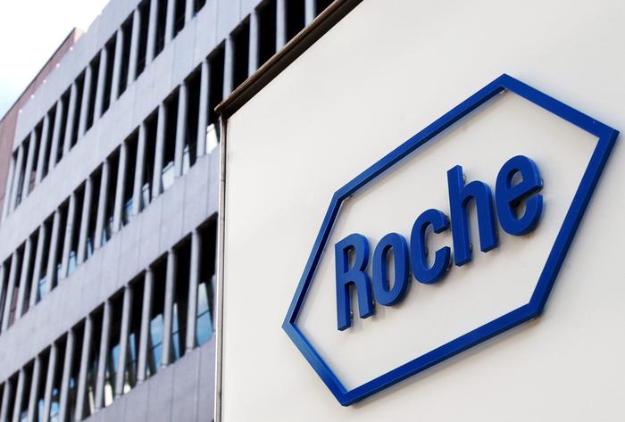 epa05266880 (FILE) A file photo dated 12 August 2005 showing the logo of Swiss drugmaker Roche in Basel, Switzerland. Roche released their 1st quarter 2016 results 19 April 2016, saying the group sales in the 1st quarter of 2016 rose 4 per cent to 12.4 billion Swiss Francs. Sales in the Pharmaceuticals Division were up 4 per cent to 9.8 billion Swiss Francs with Europe growing 5 per cent, driven by Perjeta, MabThera and RoActemra. Pharmaceuticals sales in USA increased 3 per cent, led by Esbriet, Xolair and HER2-positive breast cancer medicines.  EPA/STEFFEN SCHMIDT