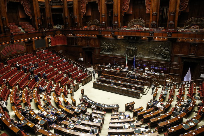 Dichiarazioni di voto sul decreto â€˜â€™riapertureâ€™â€™ sul quale il governo ha posto la questione di fiducia, camera dei deputati, Roma 8 giugno 2021. ANSA/FABIO FRUSTACI