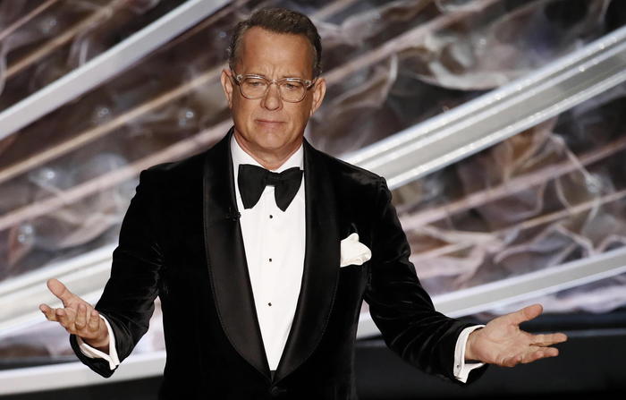 epa08207736 Tom Hanks during the 92nd annual Academy Awards ceremony at the Dolby Theatre in Hollywood, California, USA, 09 February 2020. The Oscars are presented for outstanding individual or collective efforts in filmmaking in 24 categories.  EPA/ETIENNE LAURENT