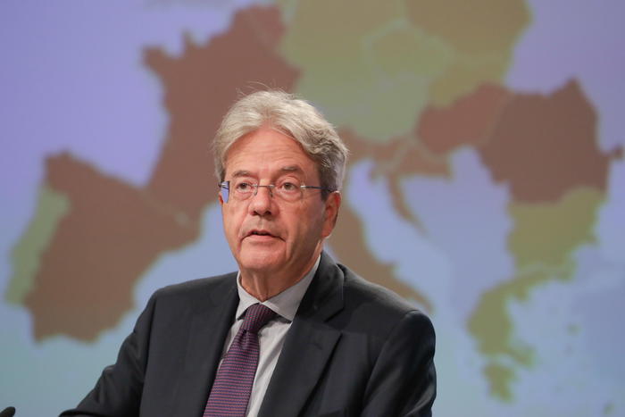 EU Commissioner for Economy Paolo Gentiloni gives a press conference on the Summer 2021 Economic Forecast at the European Commission in Brussels, Belgium, 07 July 2021.  ANSA/STEPHANIE LECOCQ