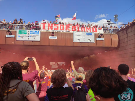 Un momento della manifestazione nazionale indetta dai lavoratori della Gkn di Campi Bisenzio, a Firenze, 18 settembre 2021.
ANSA/Michele Giuntini