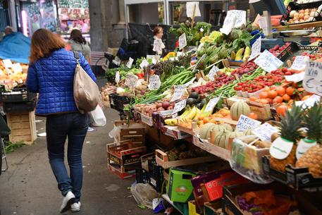 Mercato Orientale, frutta, verdura, pesce fresco in via XX settembre a Genova. 20 marzo 2017 a Genova.
ANSA/LUCA ZENNARO