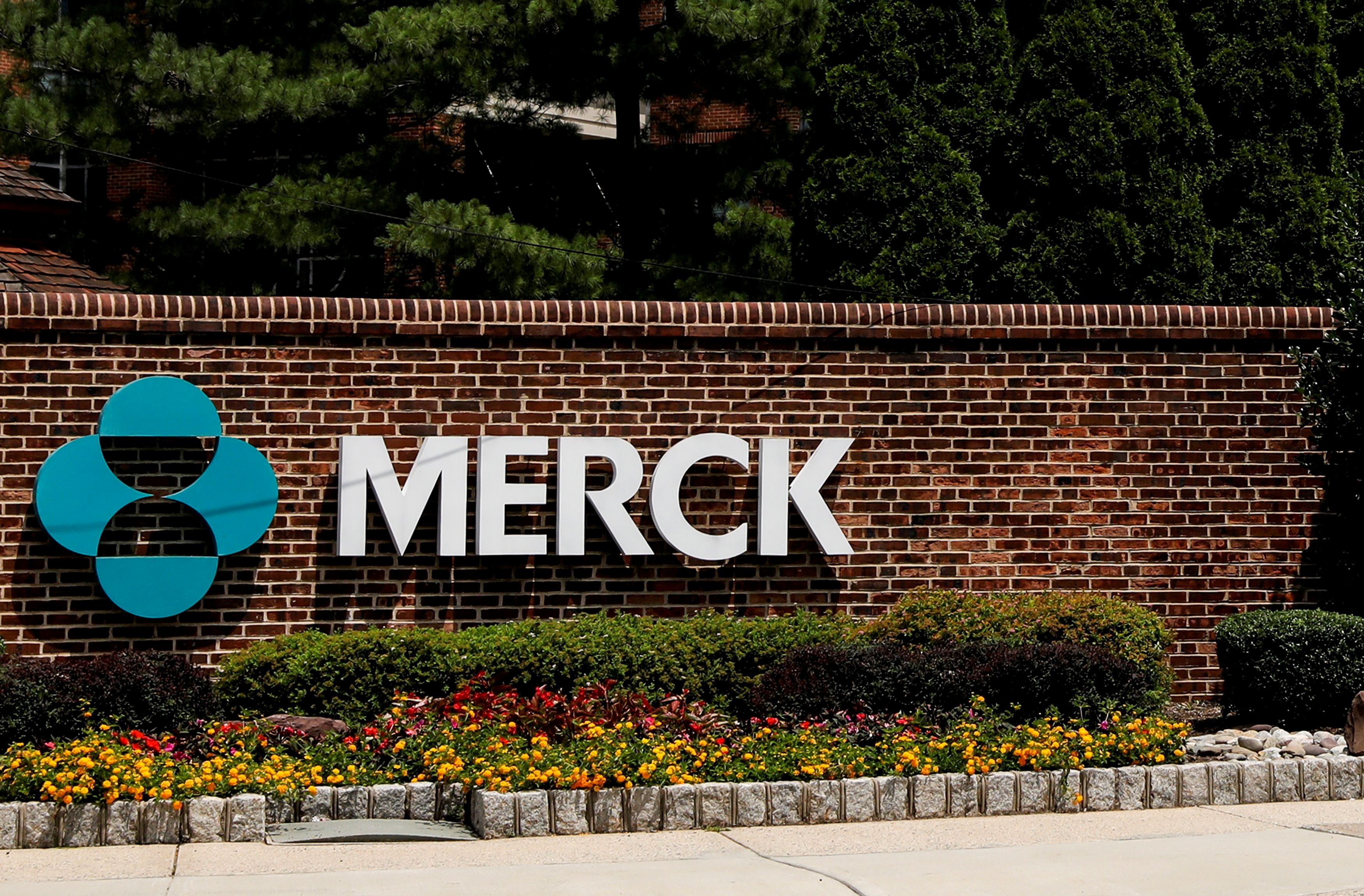FILE PHOTO: FILE PHOTO: The Merck logo is seen at a gate to the Merck & Co campus in Rahway, New Jersey, U.S., July 12, 2018. REUTERS/Brendan McDermid/File Photo/File Photo/File Photo