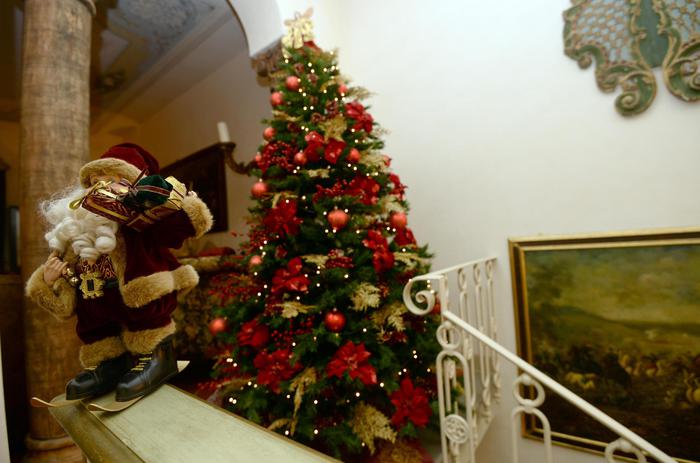Un albero di Natale appena finito di essere addobbato all'interno di un'abitazione, Roma, 8 Dicembre 2014. ANSA/FRANCO SILVI