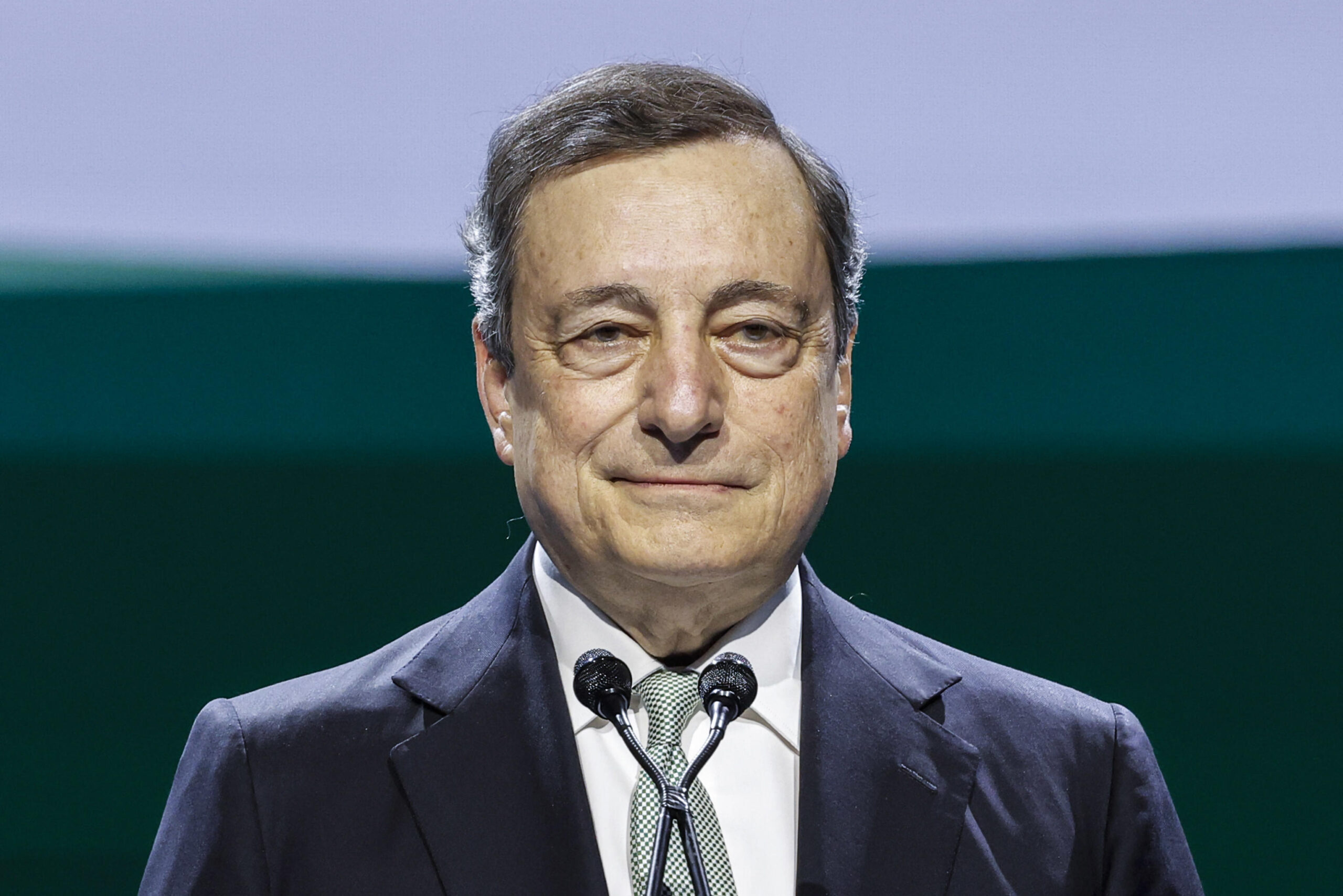 il presidente del Consiglio Mario Draghi alla Fiera di Roma durante il XIX Congesso della CISL, Roma, 26 Maggio 2022. ANSA/GIUSEPPE LAMI