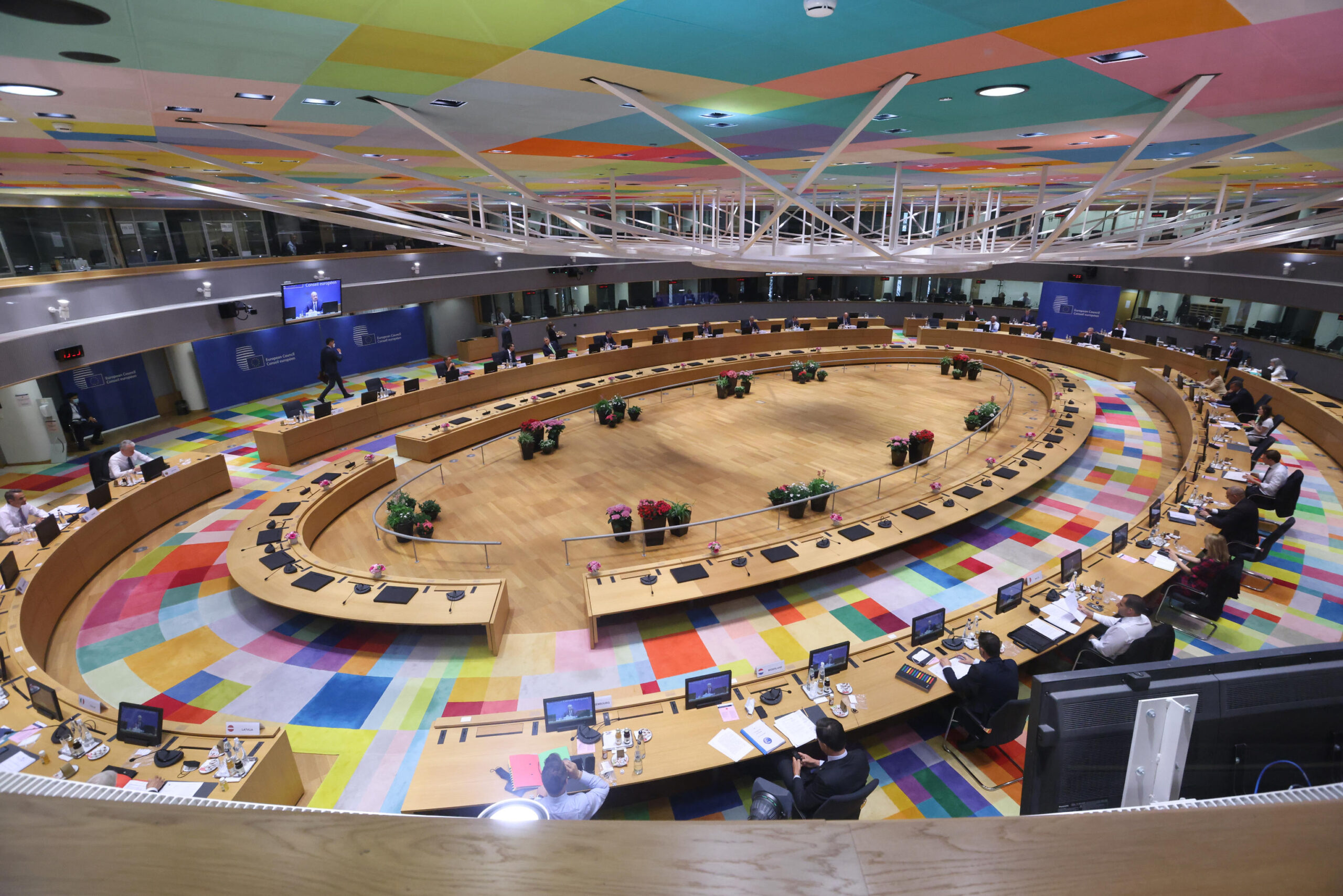 Riunione del Consiglio europeo a Bruxelles, 25 giugno 2021.
ANSA/Uff. stampa EU