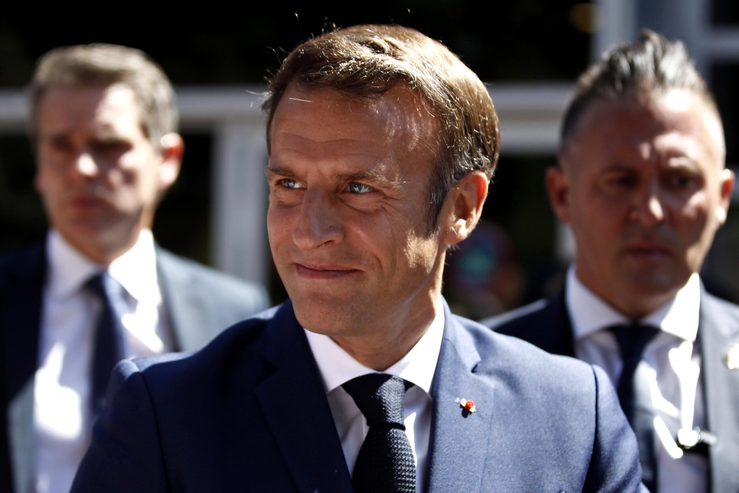 epa10009283 French President Emmanuel Macron arrives to vote in the first round of the French legislatives elections in Le Touquet, Northern France, 12 June 2022. The legislative elections in France will be held on 12 and 19 June 2022 to elect the 577 members for the National Assembly of the French Republic.  EPA/MOHAMMED BADRA