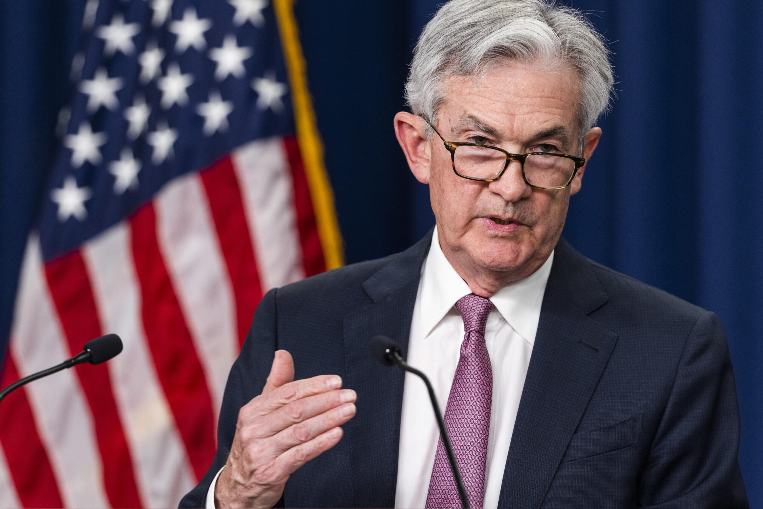 Federal Reserve Board Chairman Jerome Powell holds a news conference after the Fed agreed to raise interest rates by half a percentage point at the William McChesney Martin Jr. Building  in Washington, DC, USA, 04 May 2022. It is the biggest interest rate hike in 20 years.  ANSA/JIM LO SCALZO