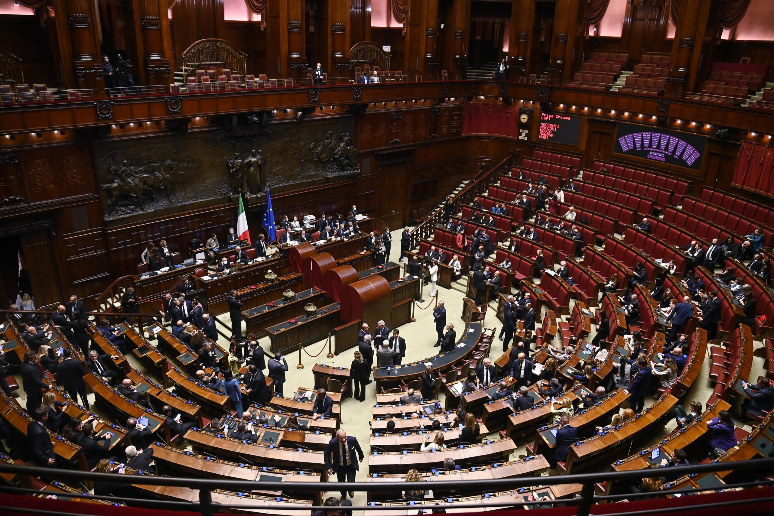 The hall of Montecitorio during the election of the Speaker of the Italian Chamber of Deputies during the XIX legislature in Rome, Italy, 13 October 2022. ANSA/RICCARDO ANTIMIANI