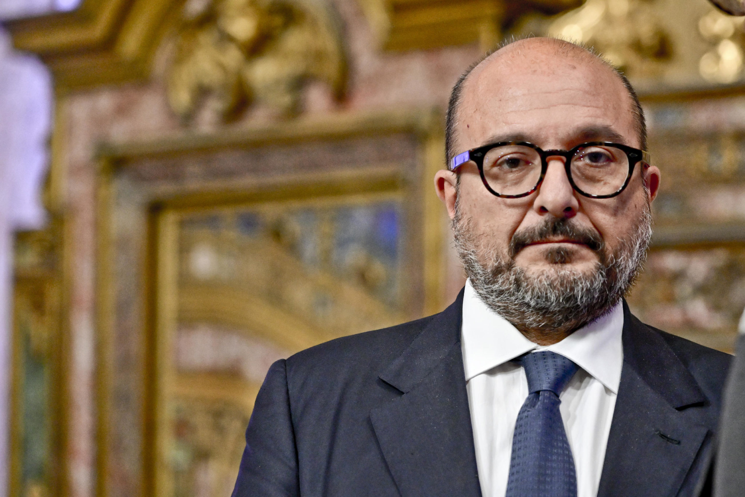 Il ministro della Cultura, Gennaro Sangiuliano nel palazzo Reale di Napoli ospite della seconda edizione di CasaCorriere Festival,   4 novembre 2022. ANSA / CIRO FUSCO