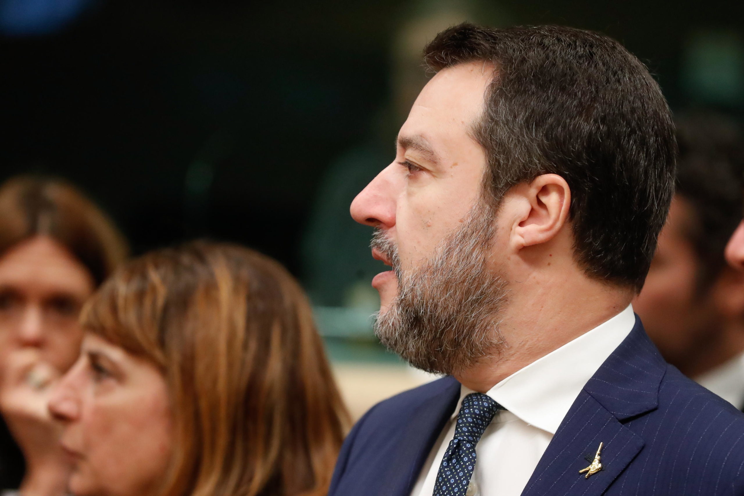 epa10349165 Deputy Prime Minister of Italy and Minister of Infrastructure and Transport Matteo Salvini at the start of a Transport, Telecommunications and Energy Council at the European Council in Brussels, Belgium, 05 December 2022.  EPA/STEPHANIE LECOCQ