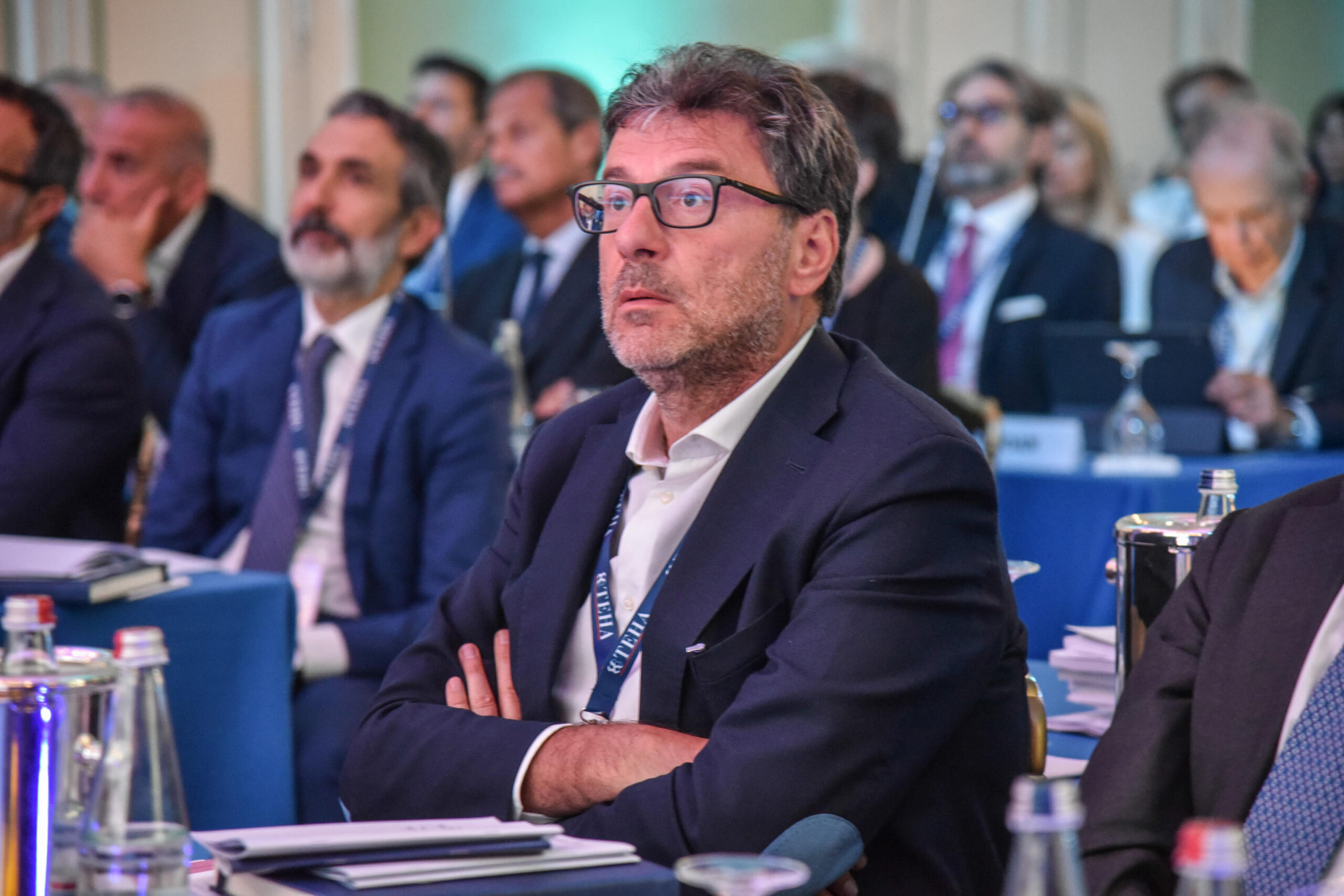 Il ministro Giancarlo Giorgetti alla terza giornata del Forum Ambrosetti di Cernobbio, 3 settembre 2023. ANSA/ MATTEO CORNER