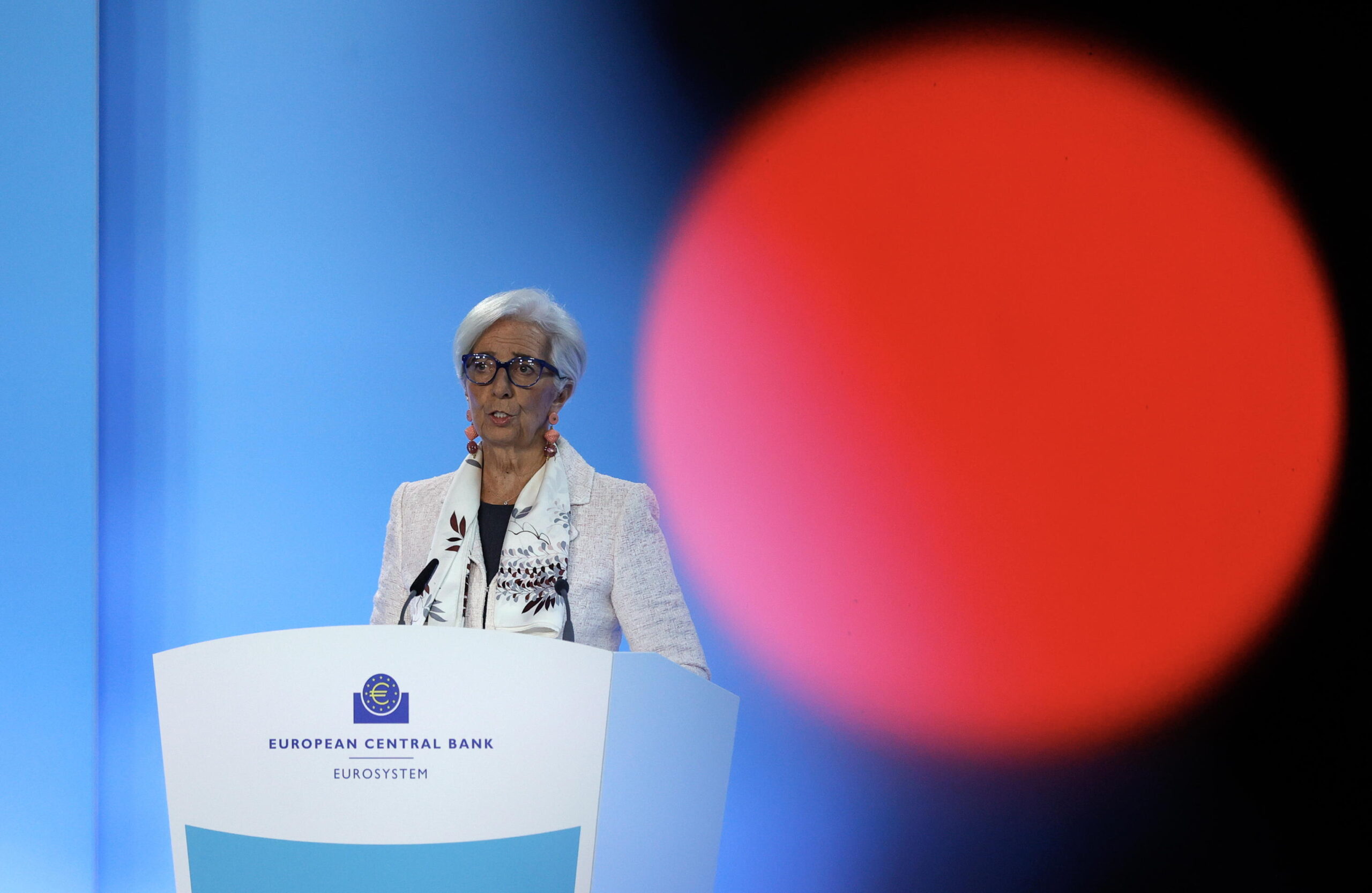 epa10771539 European Central Bank (ECB) President Christine Lagarde addresses a press conference following the ECB Governing Council meeting in Frankfurt am Main, Germany, 27 July 2023. The Governing Council on 27 July, decided to raise the three key ECB interest rates by 25 basis points, to ensure that inflation returns to its 2 percent medium-term target, according to European Central Bank.  EPA/RONALD WITTEK